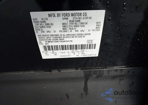 2018 Ford Explorer Xlt from USA, damaged, VIN 1FM5K7D87JGA76179